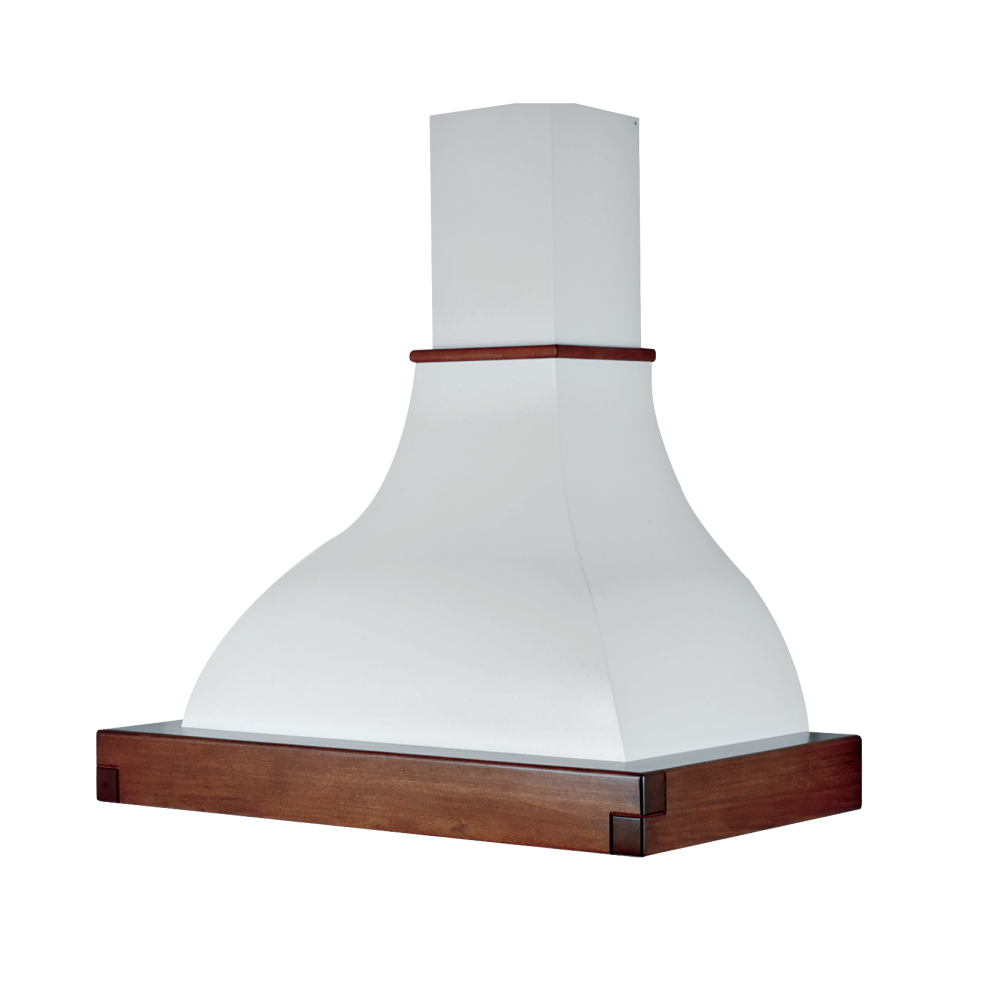 Hotte aspirante LALLA en inox blanc et structure en bois couleur tabac 90 cm