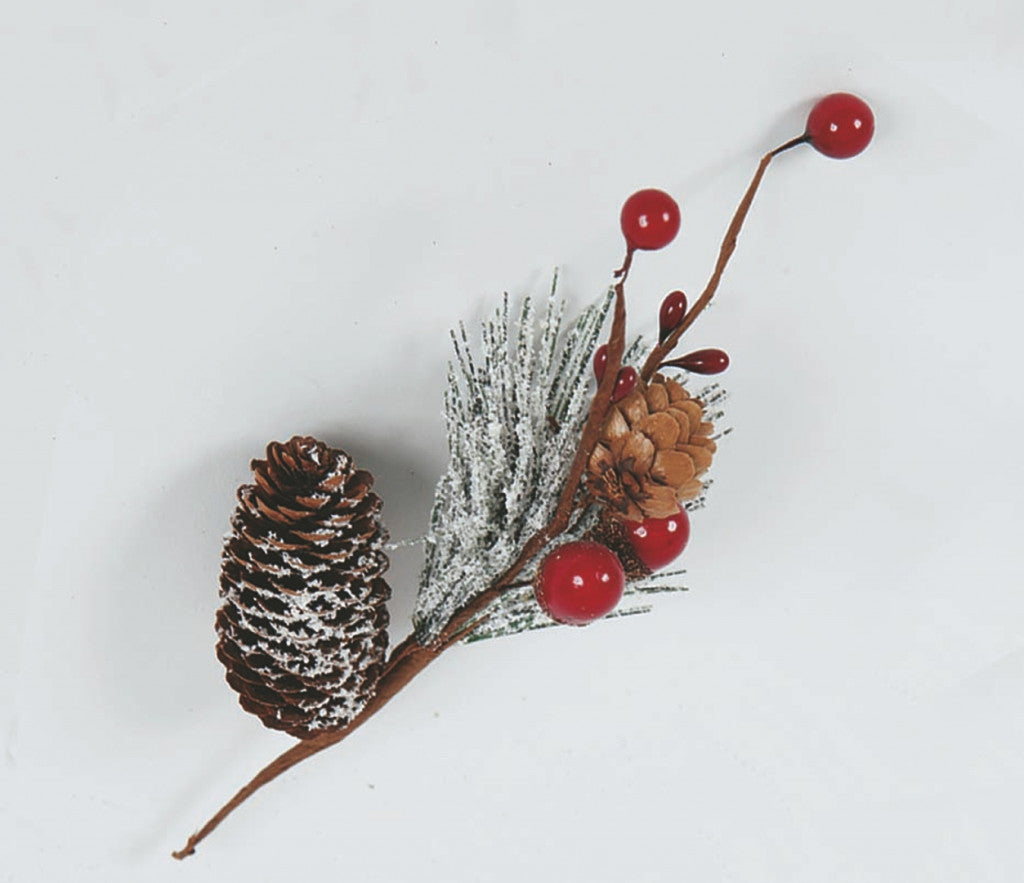 Brin 20 cm C/pomme de pin glands et baies rouges dans un présentoir de décoration de Noël