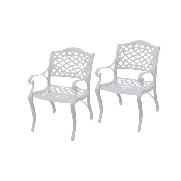 Paire de Chaises Blanches en fonte d'aluminium peint - 64x67 - H.88 cm