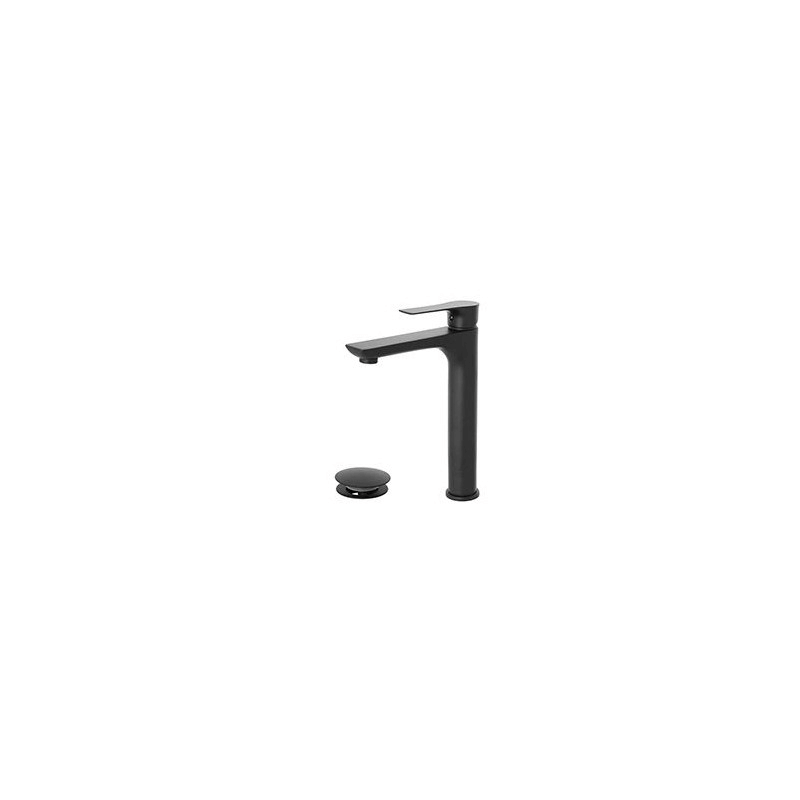 Mitigeur de lavabo haut monocommande noir avec vidage Clic/Clac Flat Line