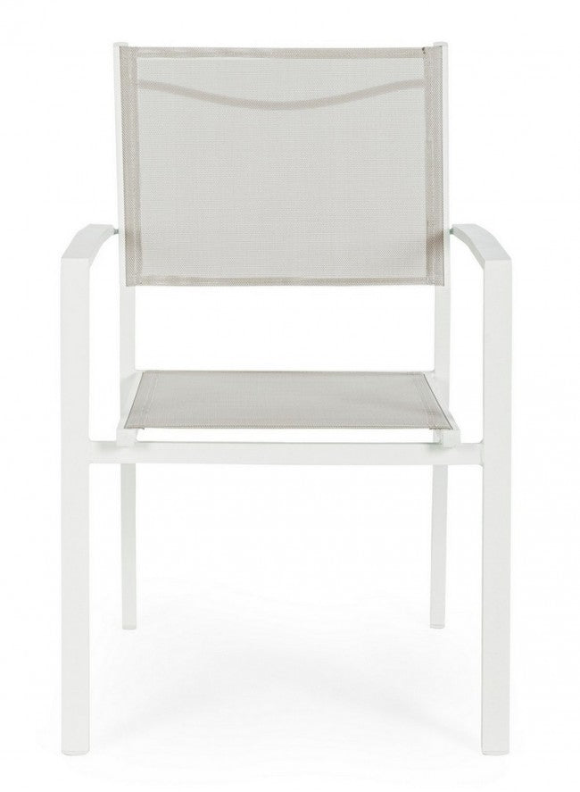 Chaise Hilde White Cloud avec accoudoirs en aluminium