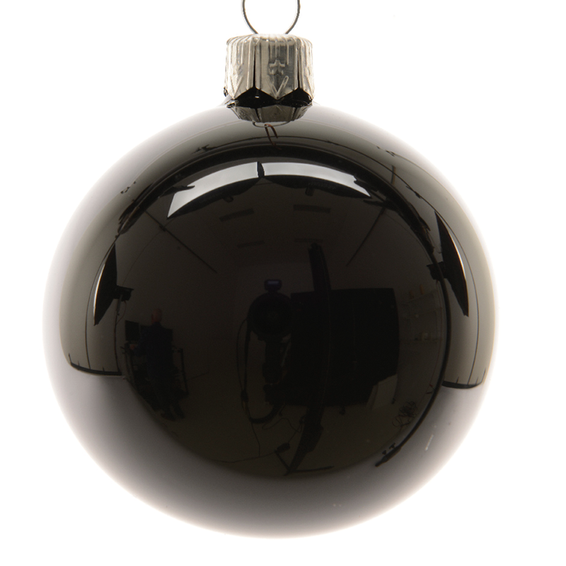 Boule de Noël noir brillant Ø10