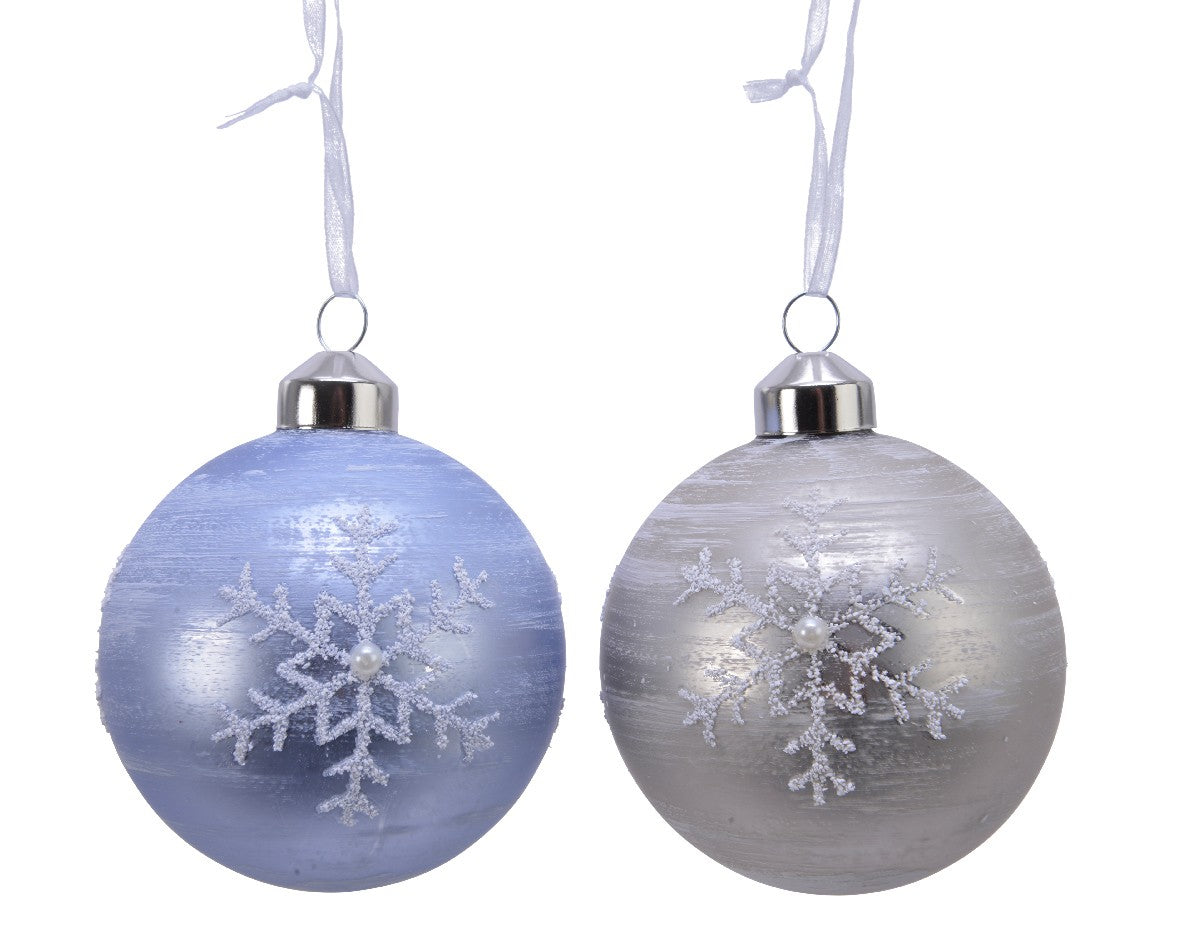 Boule de Noël en verre Gris Perle 8 cm 1 pièce