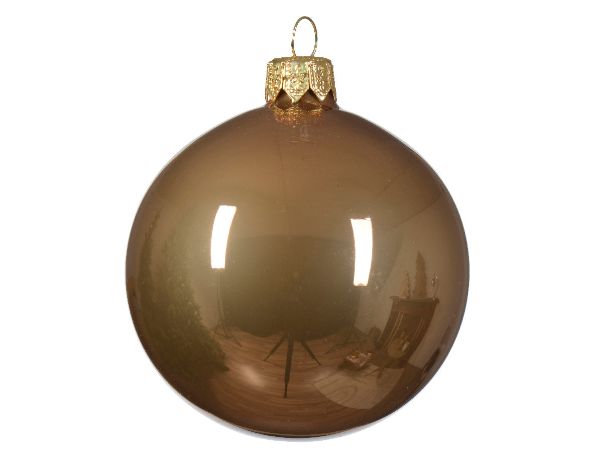 Boule de Noël en verre émaillé marron gingembre bijoux ø 8cm