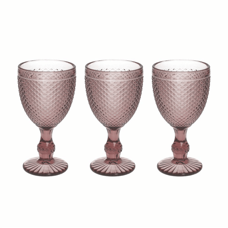 Ensemble de 3 verres Ciclam. Verre Rose Diamant Cc280 Cyclamen