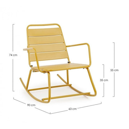 Rocking chair jaune ocre Lillian Bizzotto - Dimensions : 63 x 90 x 74h