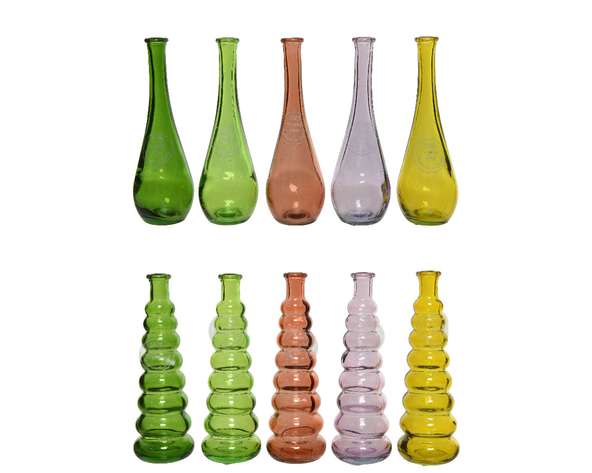 Vase en verre recyclé 10 couleurs assorties