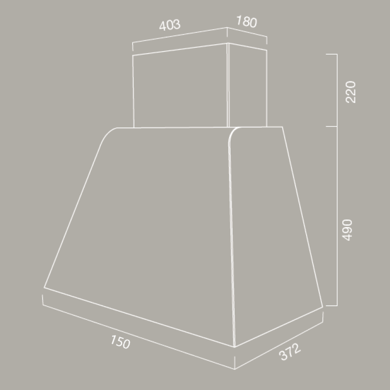 Hotte aspirante BRIO METAL en inox bruni 150 cm