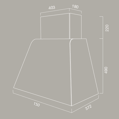 Hotte aspirante BRIO METAL en inox bruni 150 cm