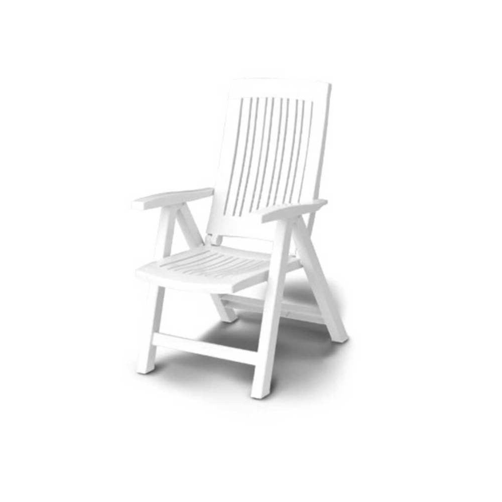 Fauteuil pliant en résine blanche à 5 positions