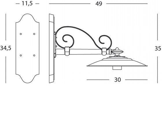 Applique courte E27 ligne graphite antique