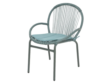 Chaise Salento avec coussin d'extérieur en osier vert