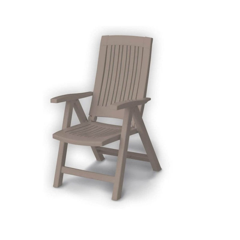 Fauteuil de jardin inclinable en résine gris tourterelle confortable et pratique