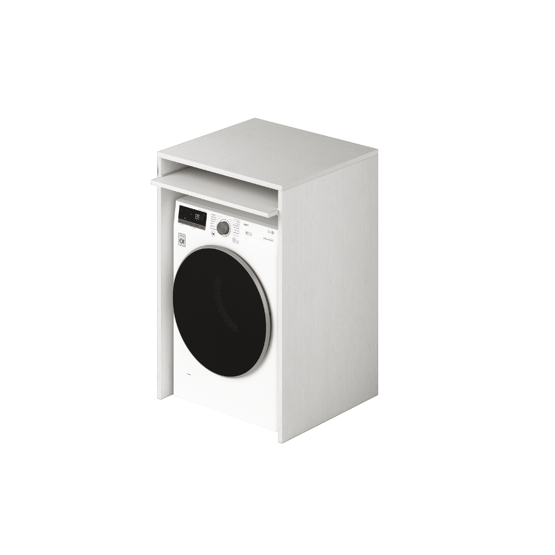 Meuble lave-linge avec étagère coulissante en Blanc H105x71x65cm