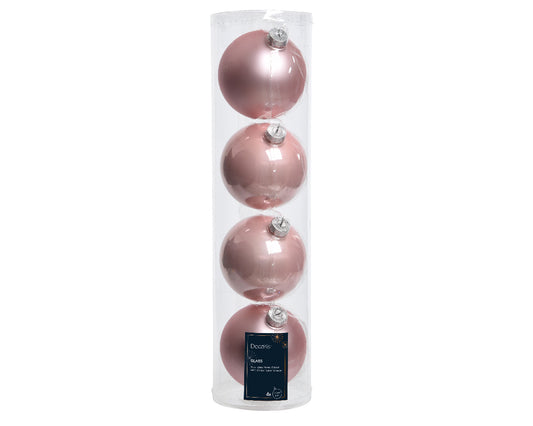 Boite de 4 boules de Noël roses ø 10 cm