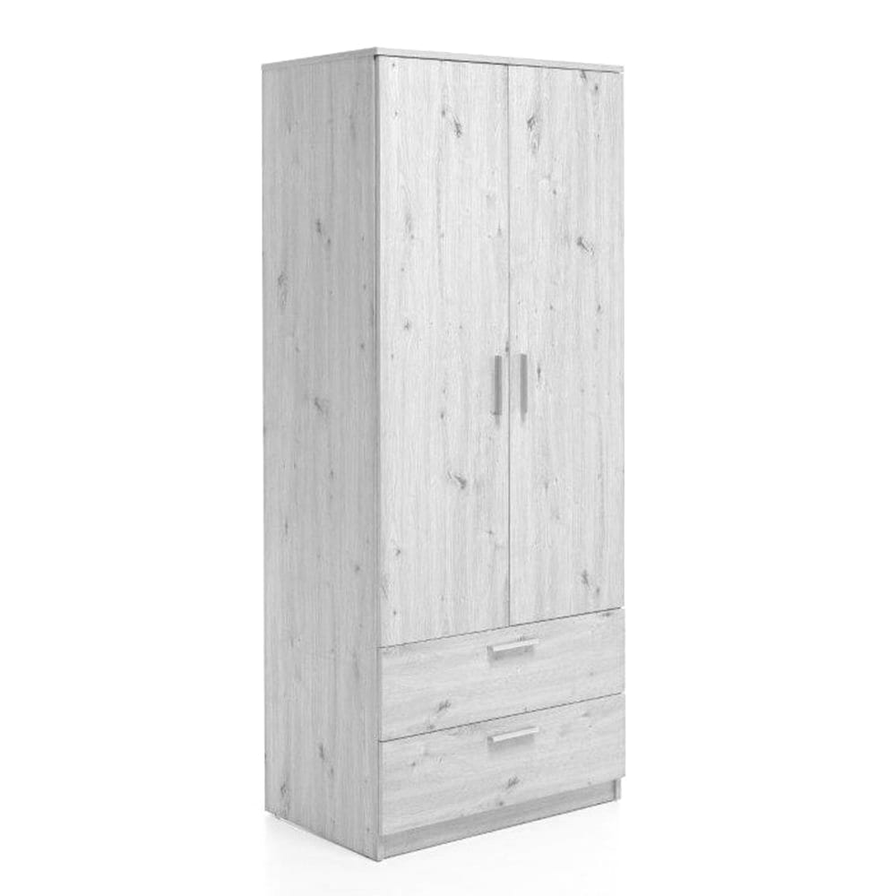 Armoire Chelsea Blanche avec 2 Portes et 2 Tiroirs - 80x53x196H cm