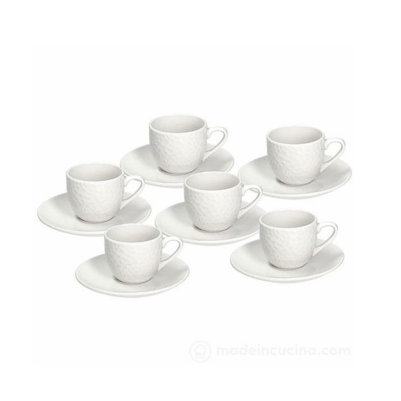 Lot de 6 tasses à café et soucoupes en porcelaine GOLF blanche