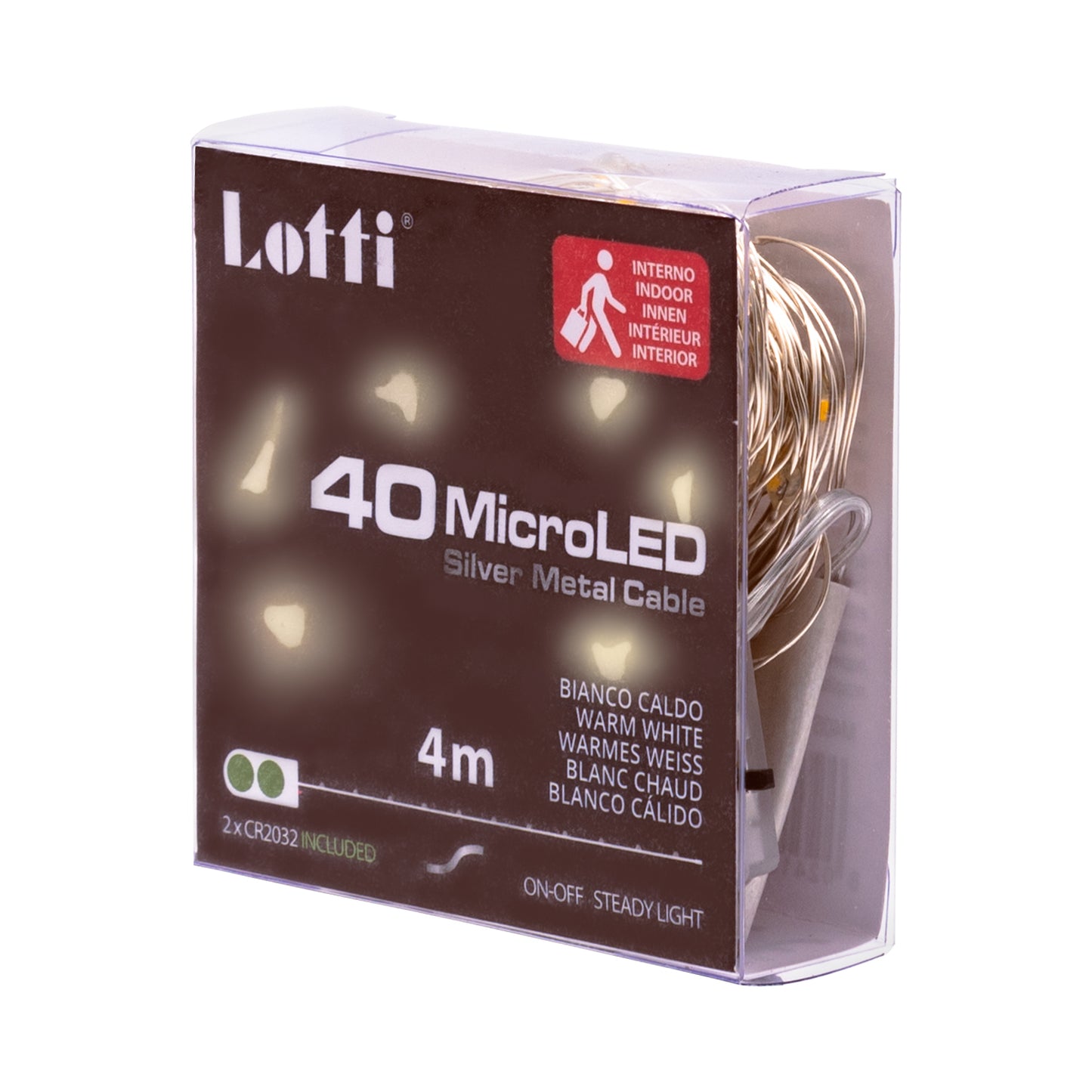 Chaîne de 40 Lumières de Noël MicroLED CR2032 4m PDQ