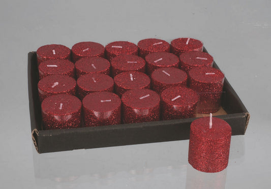 Présentoir à bougies cylindrique 4x4cm, décoration de noël à paillettes rouges