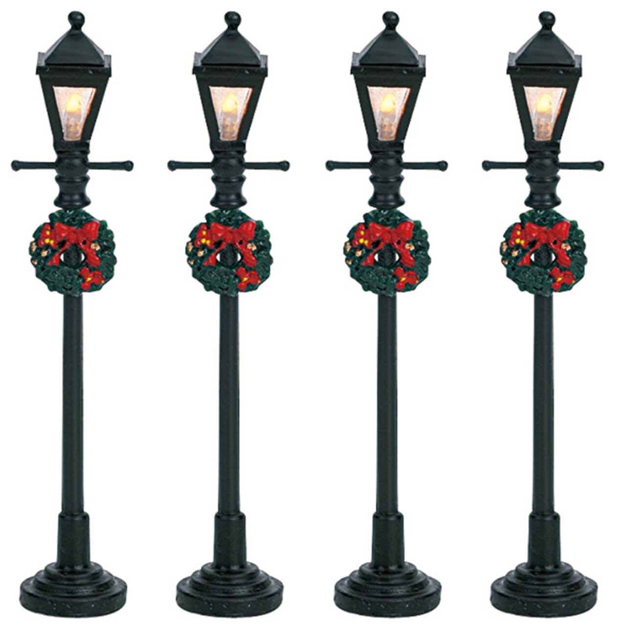 Lemax Set 4 Lampadaires Lanternes à Gaz 4,5V - Lot de 4 lampadaires à gaz 4,5V. pour le village de Noël