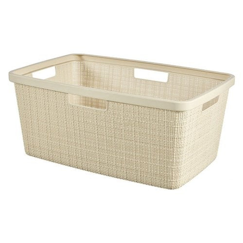 Panier à linge effet jute ivoire 46Lt