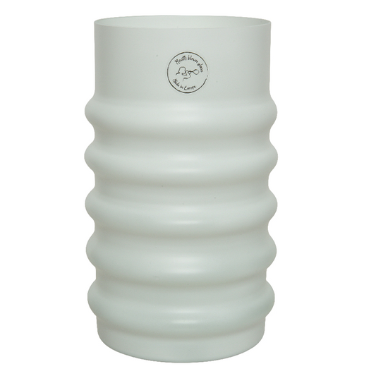 Vase en verre bord blanc H22 cm