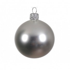 Boule de Noël en verre Argent MAT 6 cm