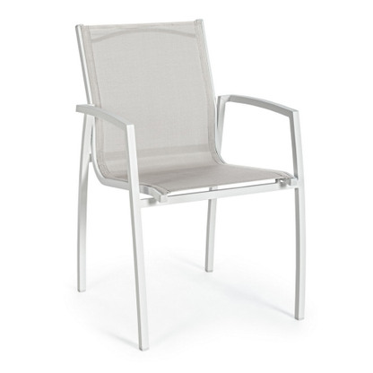 Chaise Hilla White Cloud avec accoudoirs en aluminium