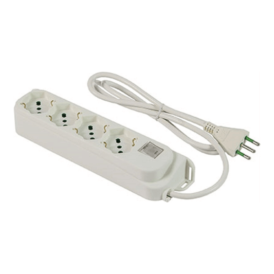 Schuko Bipass Multiprise + Thermique Retail Fme Blanc 4 Places 2P+T 16A Nâ°Xmmq 3X1,0 Mt 1,5