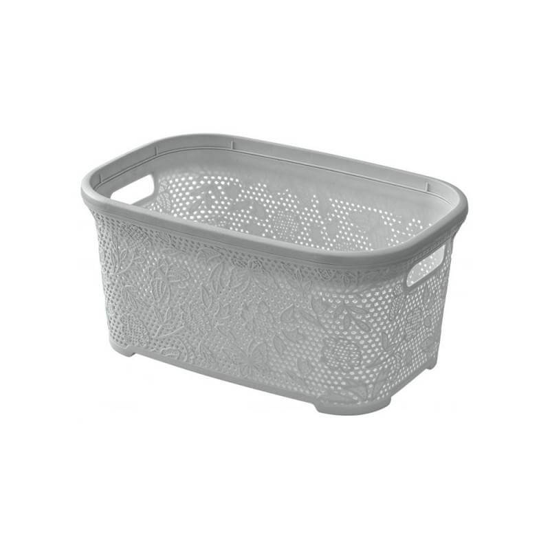 Panier à linge gris avec motif floral, 27 Lt