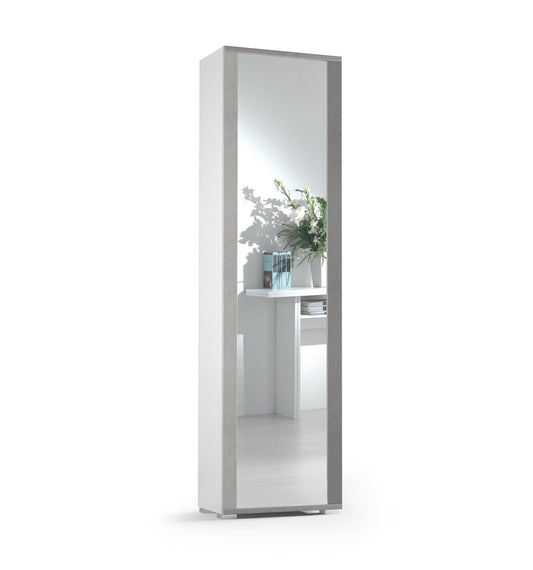 Armoire avec porte à cadre miroir sept étagères miroir à cadre en béton blanc