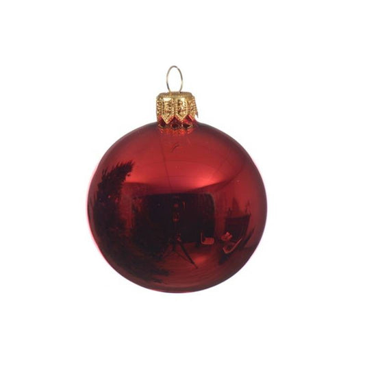 Boule de Noël en verre rouge brillant 15 cm