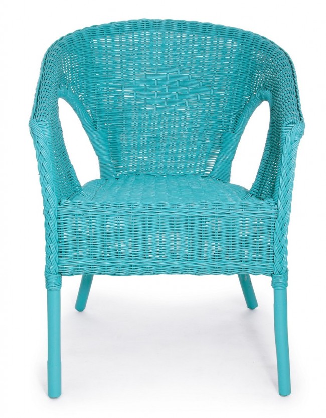 Fauteuil en rotin bleu Alliss