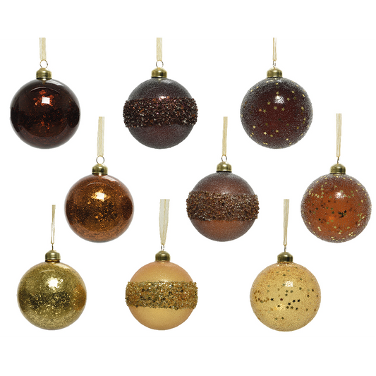 Boule de Noël assortie marron - or Ø8 cm