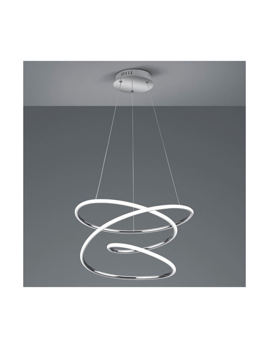 Lustre Led variateur 4000k Design moderne Vortice Chrome Bologne Trio éclairage