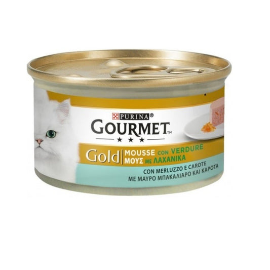 Mousse Gourmet Gold à la morue et aux carottes Purina 85 grammes