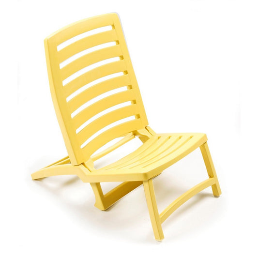 Chaise de plage pliable en résine jaune Brio