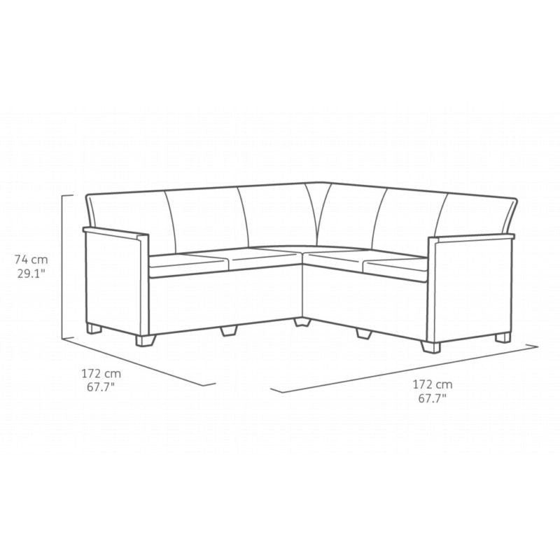 Ensemble Emma Corner graphite avec coussins