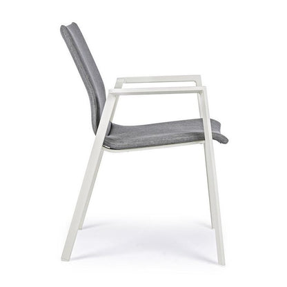 Chaise d'extérieur en aluminium blanc avec coussin gris foncé Odeon 55,5X60 H83 Cm