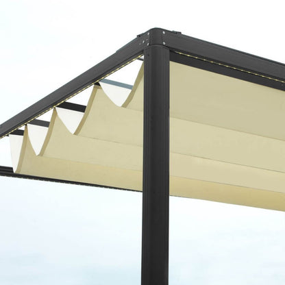 Tonnelle pergola noire 3x4x2,5H m avec couverture électrique coulissante