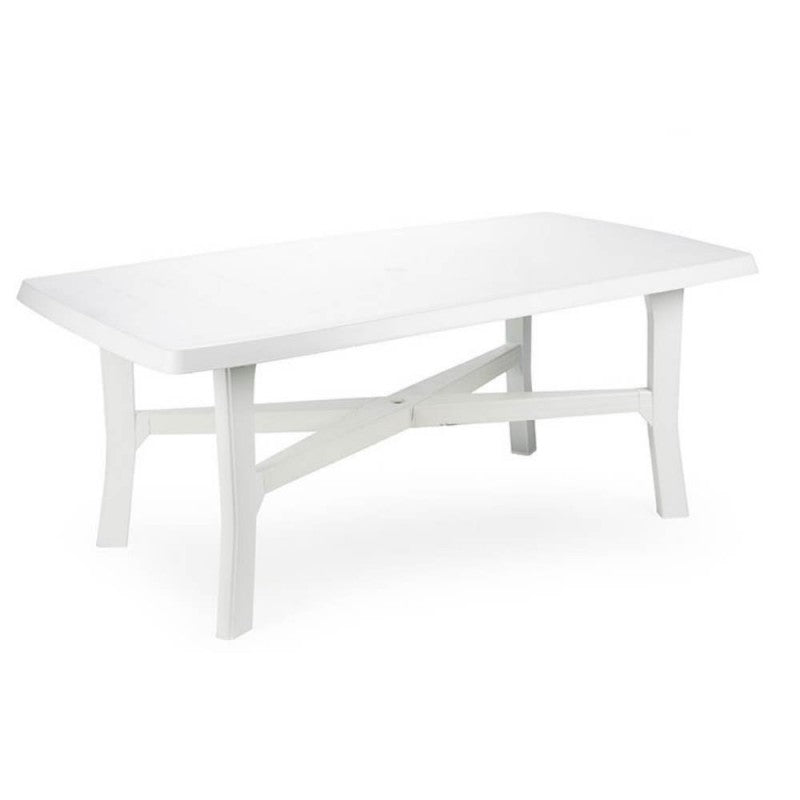 Table de jardin Senna en résine avec plateau en résine blanche 180x100cm