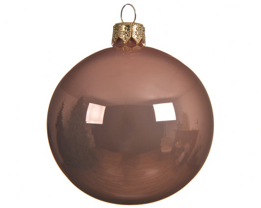 Décoration de sapin de Noël, boule en verre bronze brillant, 6 cm