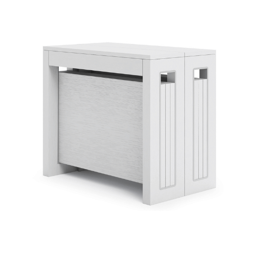 Console transformateur extensible avec six rallonges, Coloris Blanc H77x90x49cm