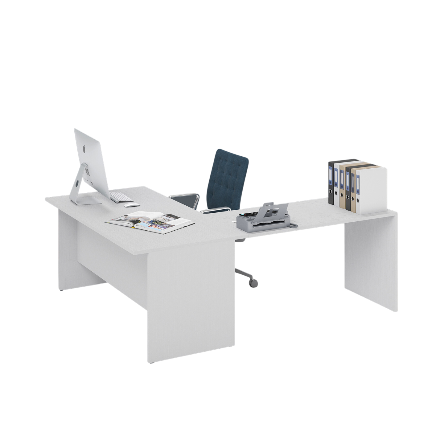 Bureau d'angle réversible coloris Blanc H74x160x200cm