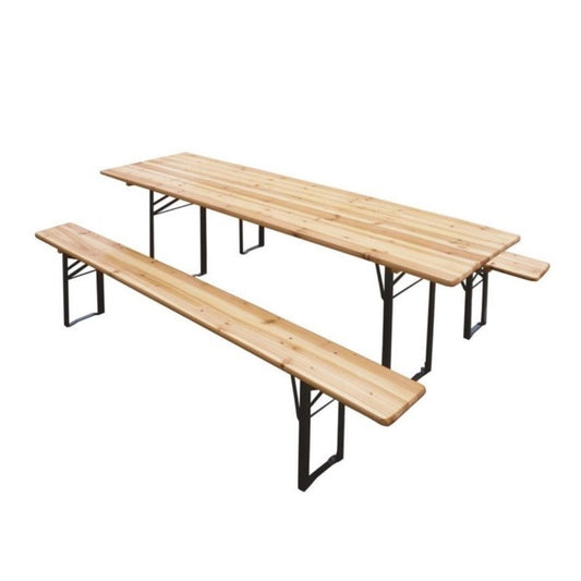 Ensemble de jardin composé d'une table et de deux bancs en bois et acier Verdelook
