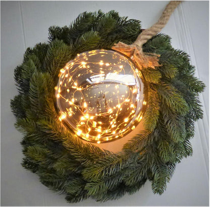 Boule de Noël lumineuse en verre fumé avec micro LED - 20 cm