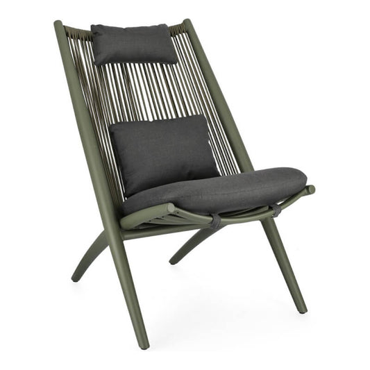 Fauteuil lounge Aloha vert avec coussins 66x84x98h cm