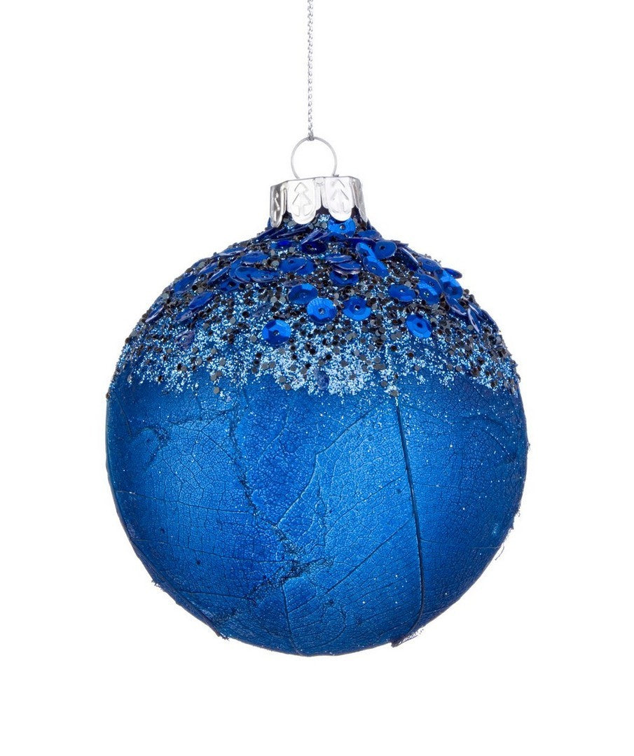 Boule de Noël en verre bleu Aileen Ø10 cm