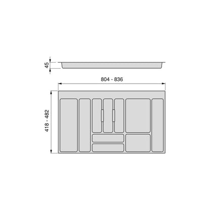 Range-couverts universel en plastique gris - modèle M900