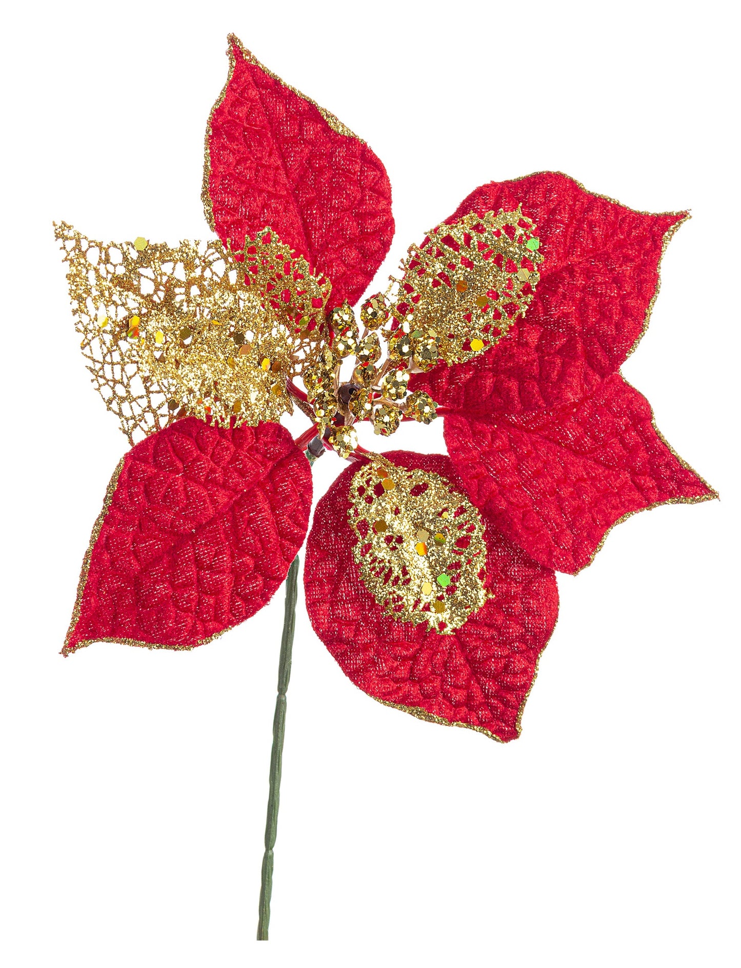 Pique Lillian Poinsettia Ros-Gold H20Cm